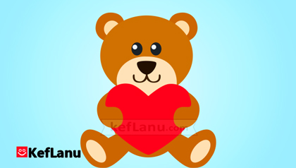 דף צביעה דובי עם לב