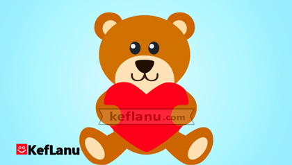 דף צביעה דובי עם לב