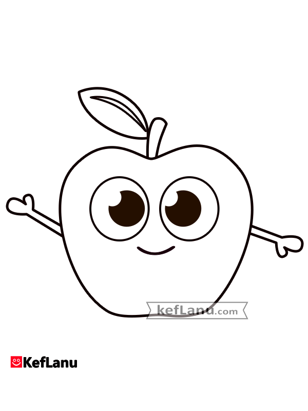 דף צביעה תפוח חמוד