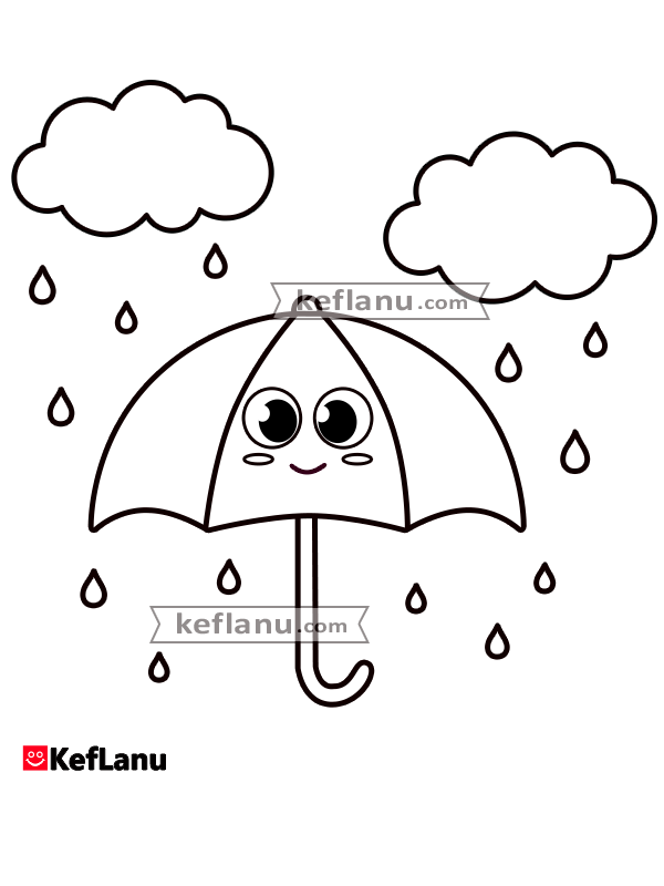 דף צביעה מטריה חמודה